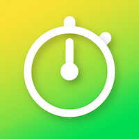 The Countdown Stopwatch icon, line art of a stopwatch on a green background.