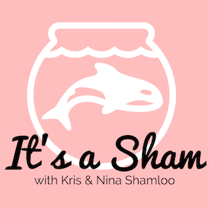 The It's a Sham logo, a cartoon killer whale in a fish bowl.